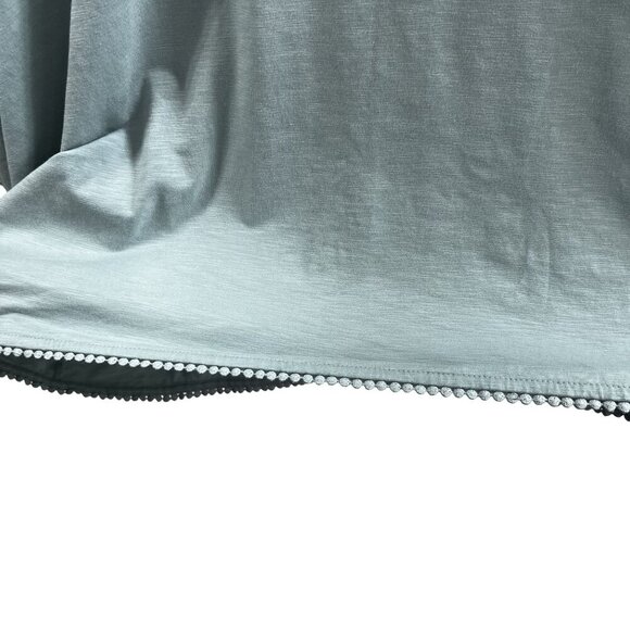 J Jill Womens L Sage Boho Tunic Top Button Detail Sleeves Pom Pom Trim Stretchy - Picture 6 of 15